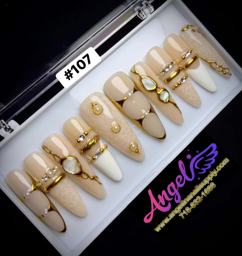 Angelina Handmade Custom Press-On | Long Nail Design #107