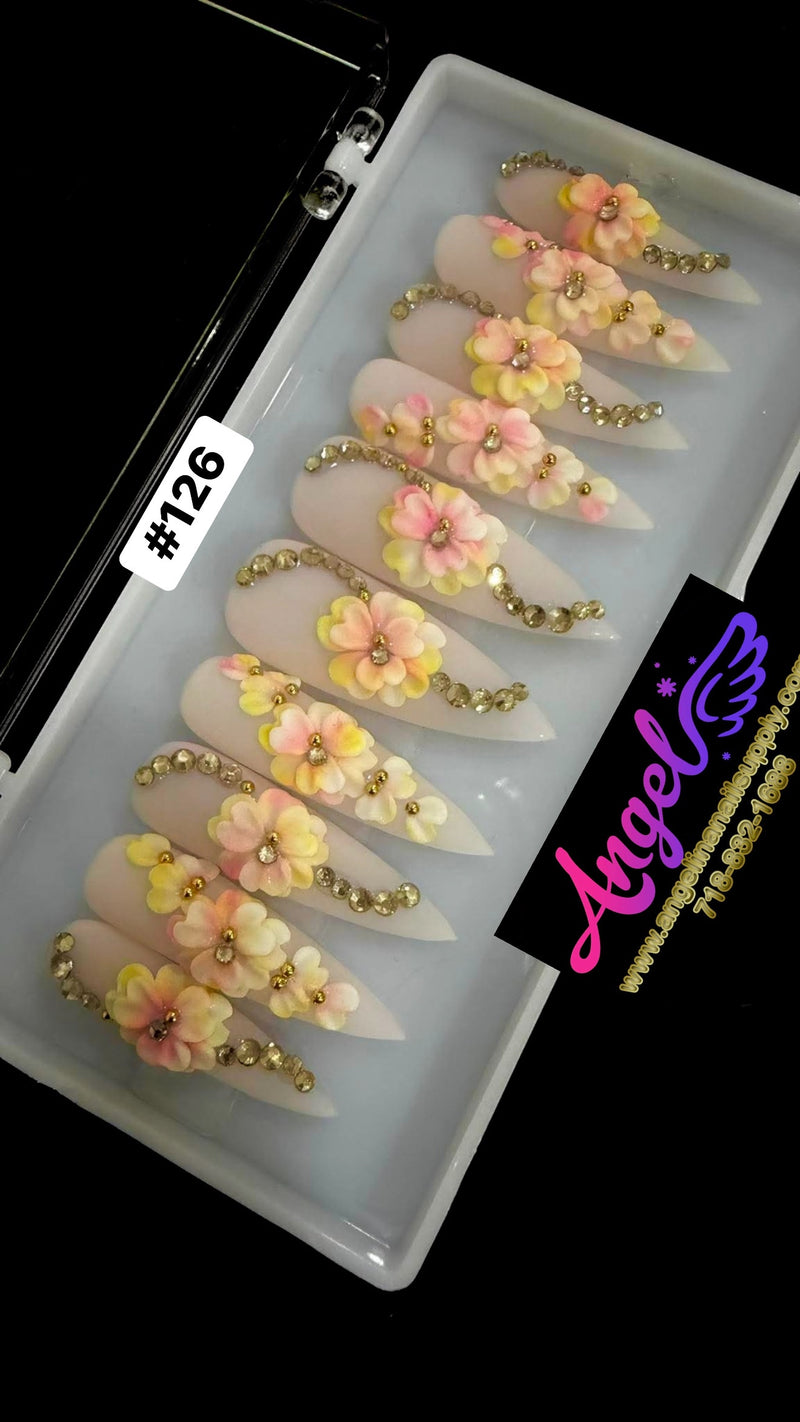 Angelina Handmade Custom Press-On | Long Nail Design #126
