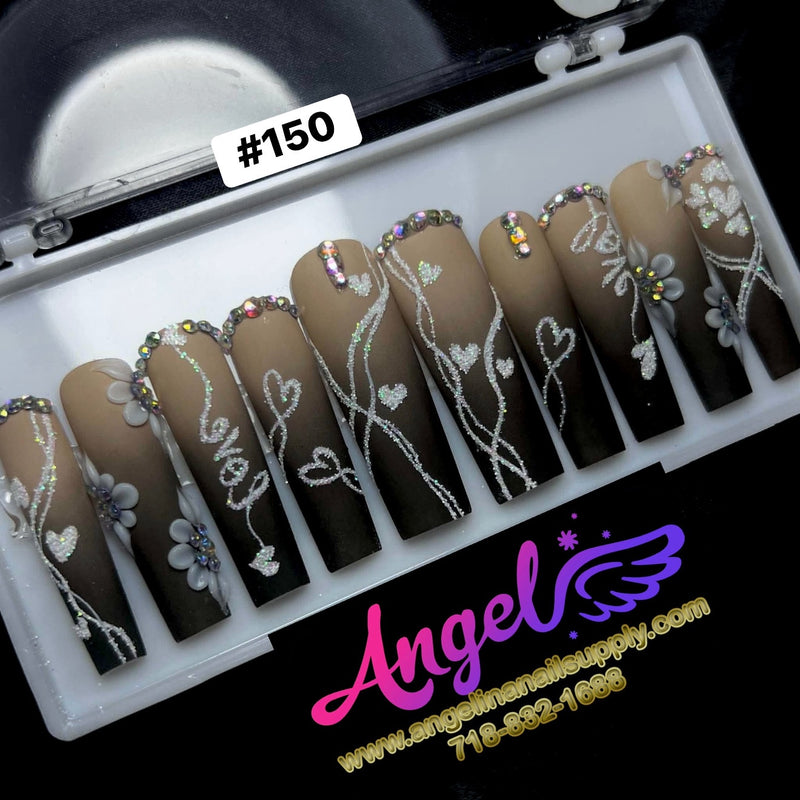 Angelina Handmade Custom Press-On | Long Nail Design #150