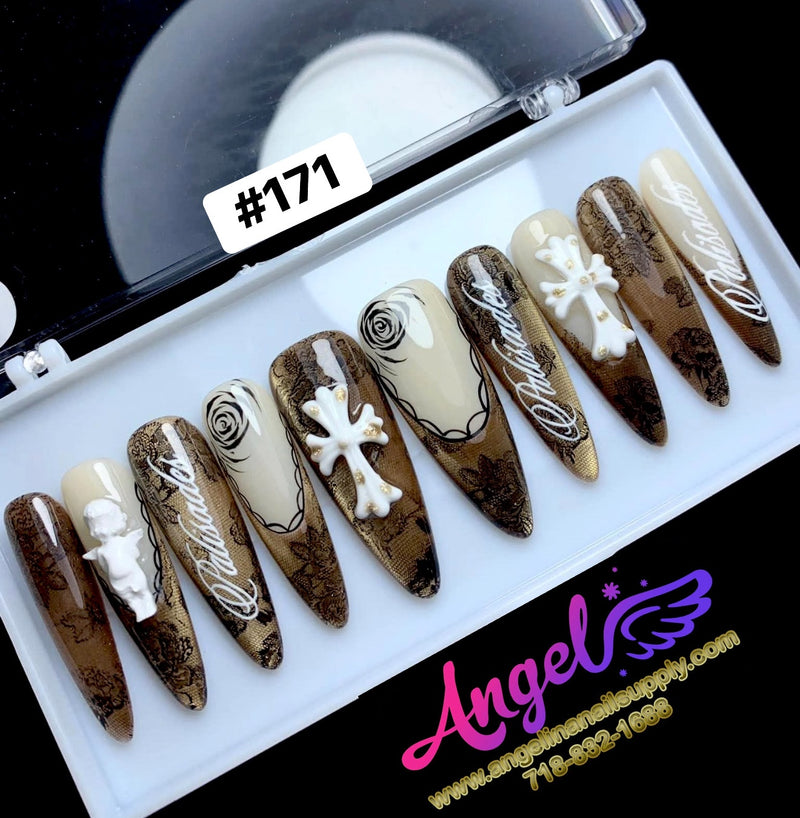 Angelina Handmade Custom Press-On | Long Nail Design #171