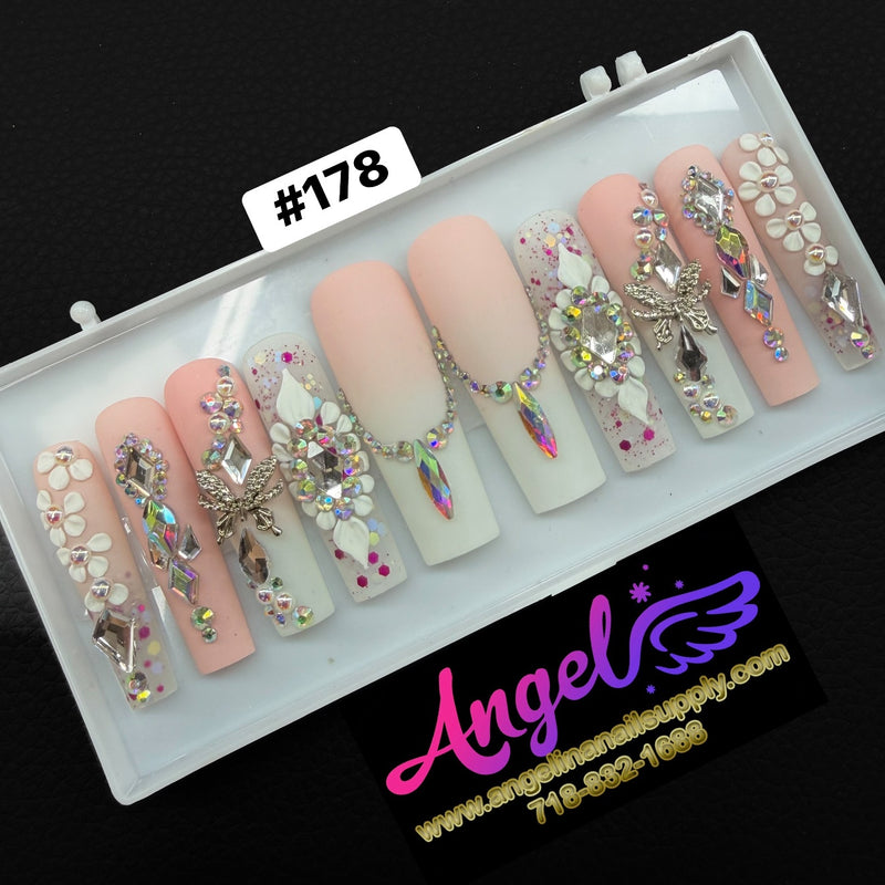 Angelina Handmade Custom Press-On | Long Nail Design #178