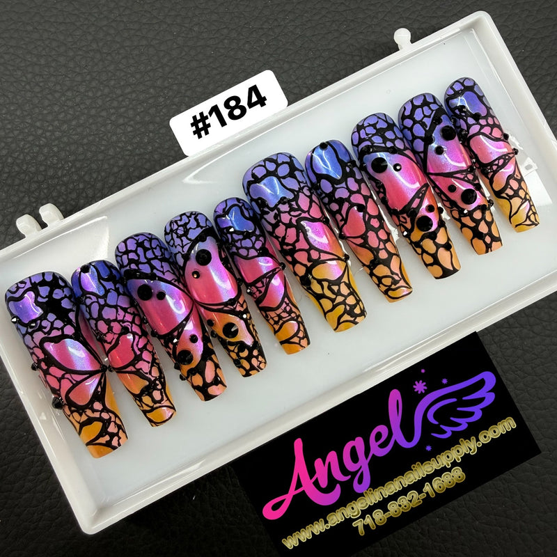 Angelina Handmade Custom Press-On | Long Nail Design #184