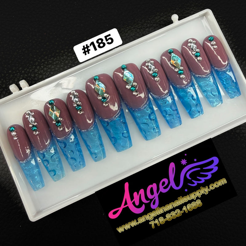 Angelina Handmade Custom Press-On | Long Nail Design #185