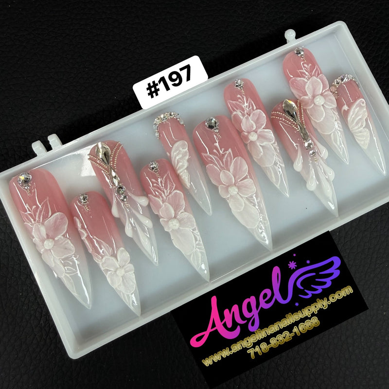 Angelina Handmade Custom Press-On | Long Nail Design #197