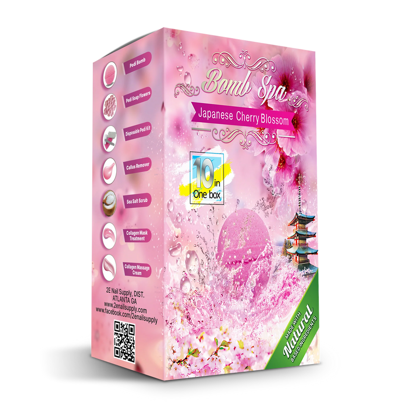 2E Organic Bomb Spa 10 in 1 - Japanese Cherry Blossom (box/80 kits) - Angelina Nail Supply NYC