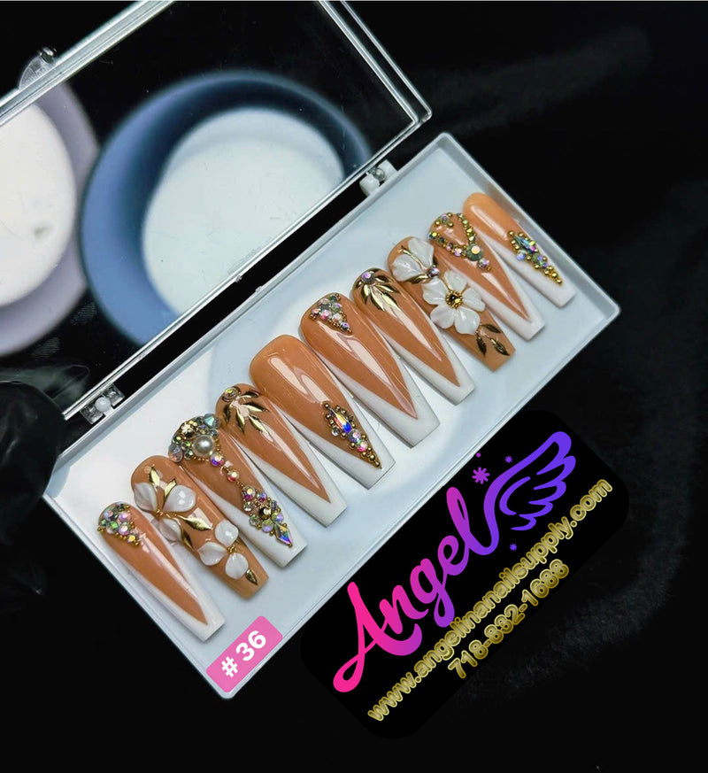 Angelina Handmade Custom Press-On | Long Nail Design #030-#059