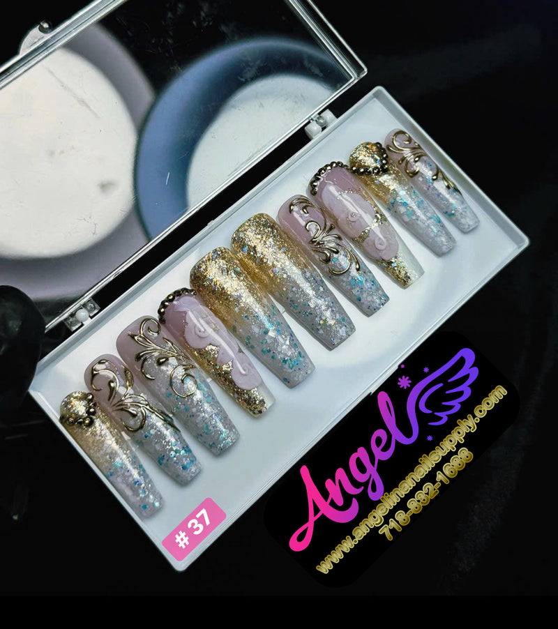 Angelina Handmade Custom Press-On | Long Nail Design #030-#059
