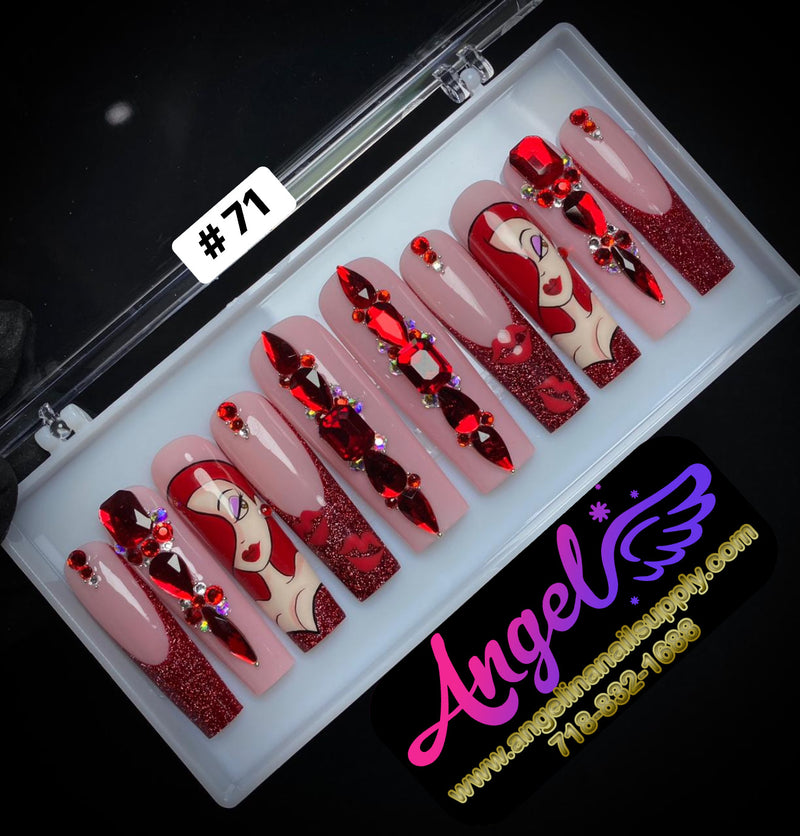 Angelina Handmade Custom Press-On | Long Nail Design #060-#089