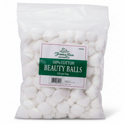 Bag of cotton beauty balls with a label on a white background