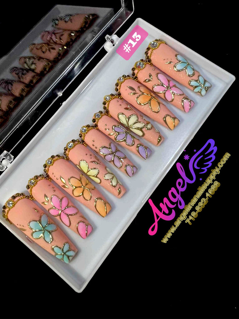 Angelina Handmade Custom Press-On | Long Nail Design 001-029 - Angelina Nail Supply NYC