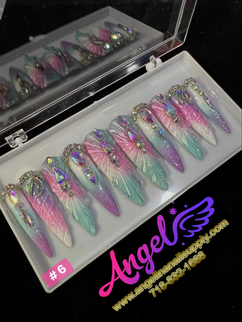 Angelina Handmade Custom Press-On | Long Nail Design 001-029 - Angelina Nail Supply NYC
