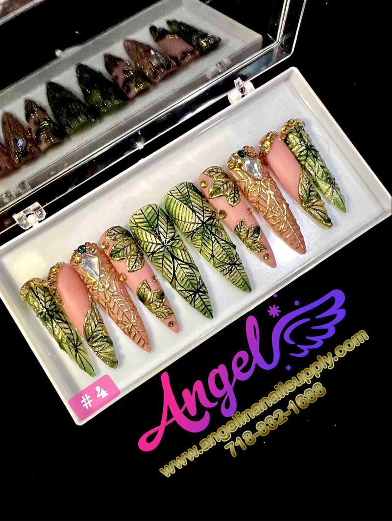 Angelina Handmade Custom Press-On | Long Nail Design 001-029 - Angelina Nail Supply NYC