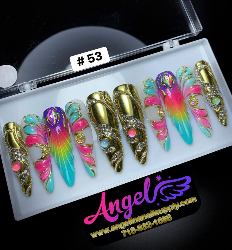 Angelina Handmade Custom Press-On | Long Nail Design 030-059 - Angelina Nail Supply NYC