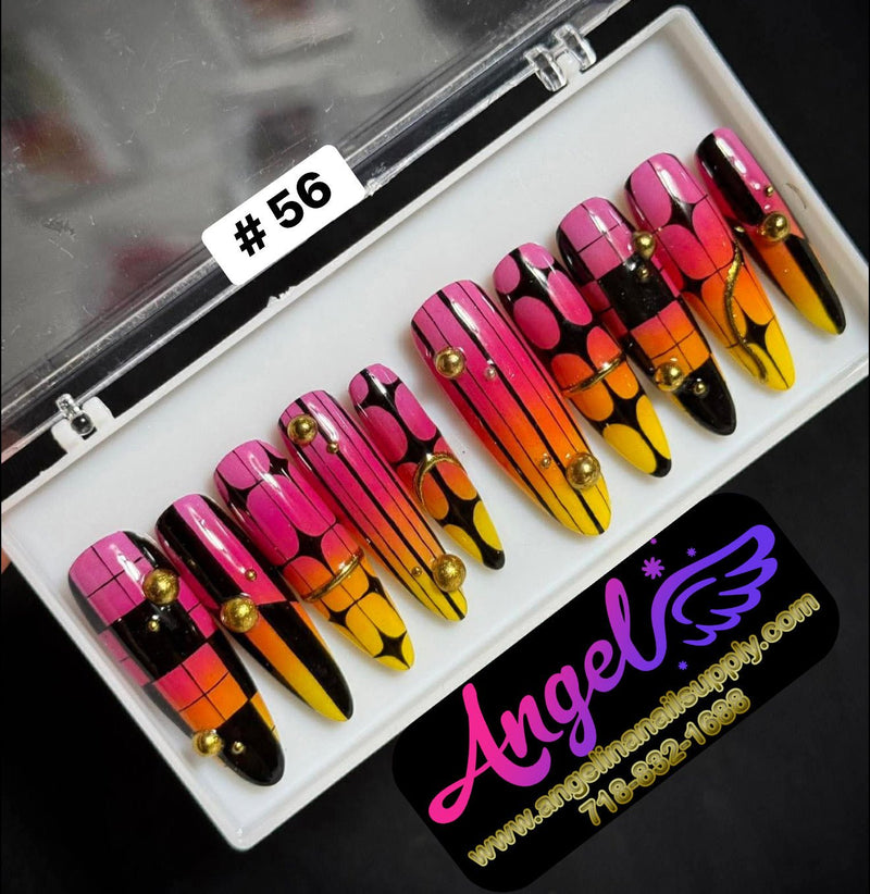 Angelina Handmade Custom Press-On | Long Nail Design 030-059 - Angelina Nail Supply NYC