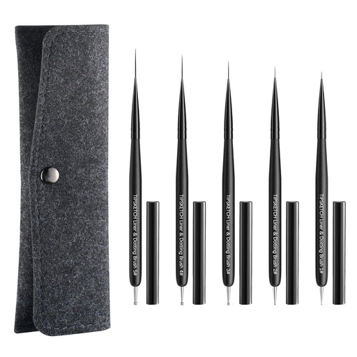Brush Set | Black Liner Art Brush with Dotting Tool (5in1) - Angelina Nail Supply NYC