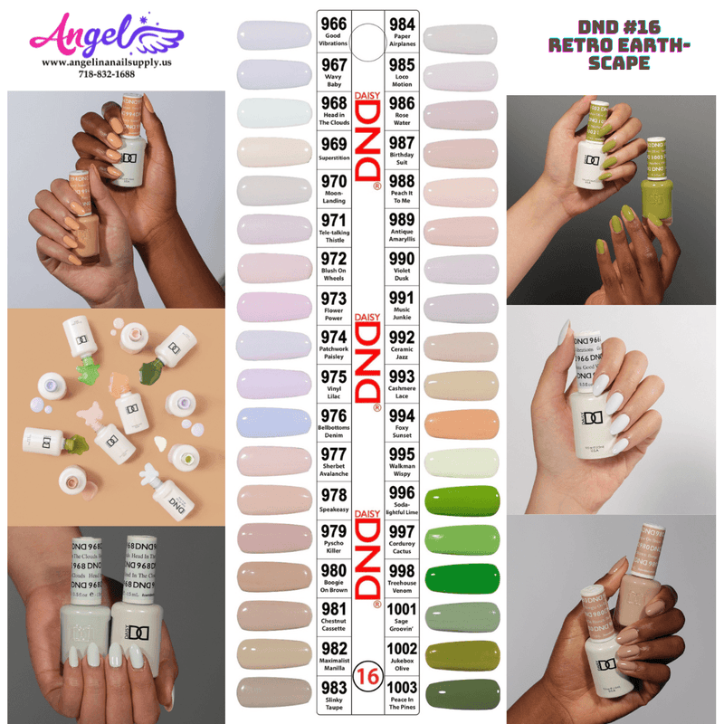 DND16 Collection 16 Retro Earth-Scape (Full Set 36 Colors 966 - 1003) - Angelina Nail Supply NYC
