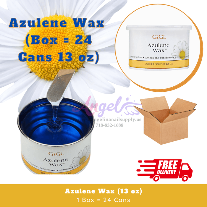 GiGi Azulene Blue Wax (24 Cans / Box - 13oz each can) - Angelina Nail Supply NYC