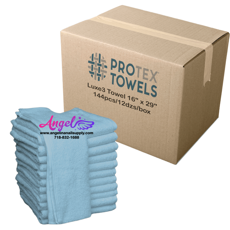 ProTex Luxe3 Towel 16" x 29" - Sky Blue (Box of 144) - Angelina Nail Supply NYC