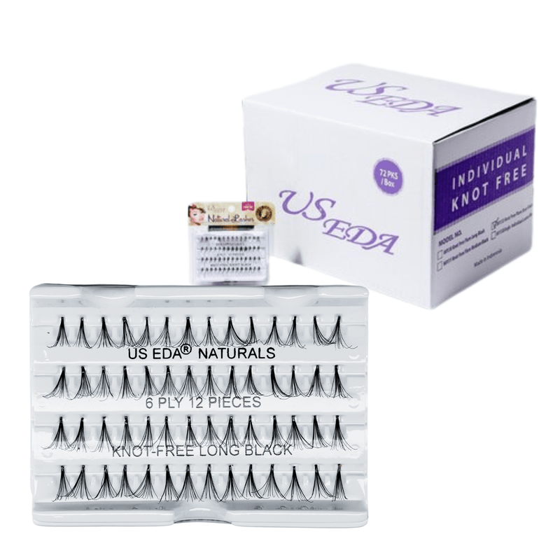 US EDA Natural Lash 12-piece | Long - Box/72 pans - Angelina Nail Supply NYC