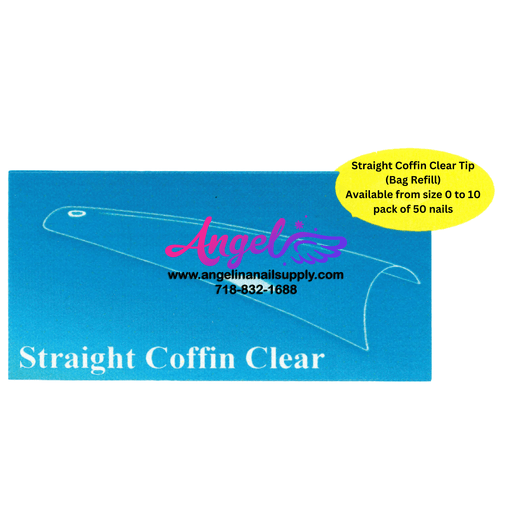 USN Straight Coffin Clear Tip (Bag Refill) - Angelina Nail Supply NYC