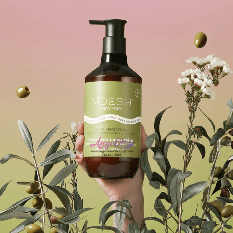 Voesh Olive Sensation Vegan Body & Hand Creme 28 Fl.Oz. (Box/12 Bottles) - Angelina Nail Supply NYC
