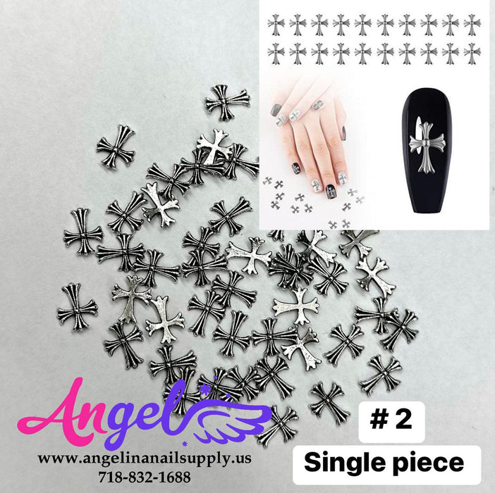 Cross Ancient Gold & Silver Nail Charm - Angelina Nail Supply NYC