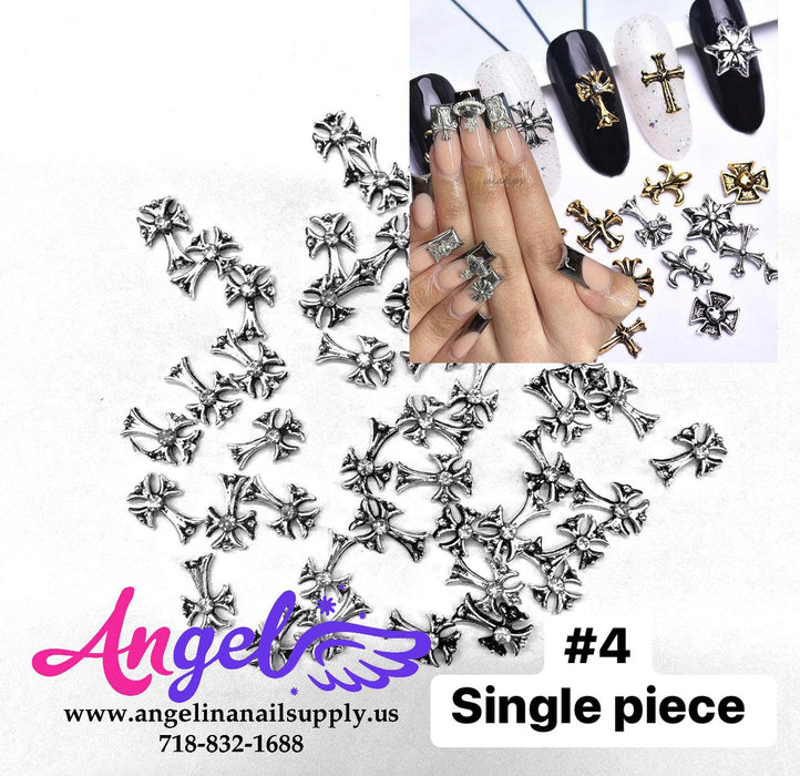 Cross Ancient Gold & Silver Nail Charm - Angelina Nail Supply NYC