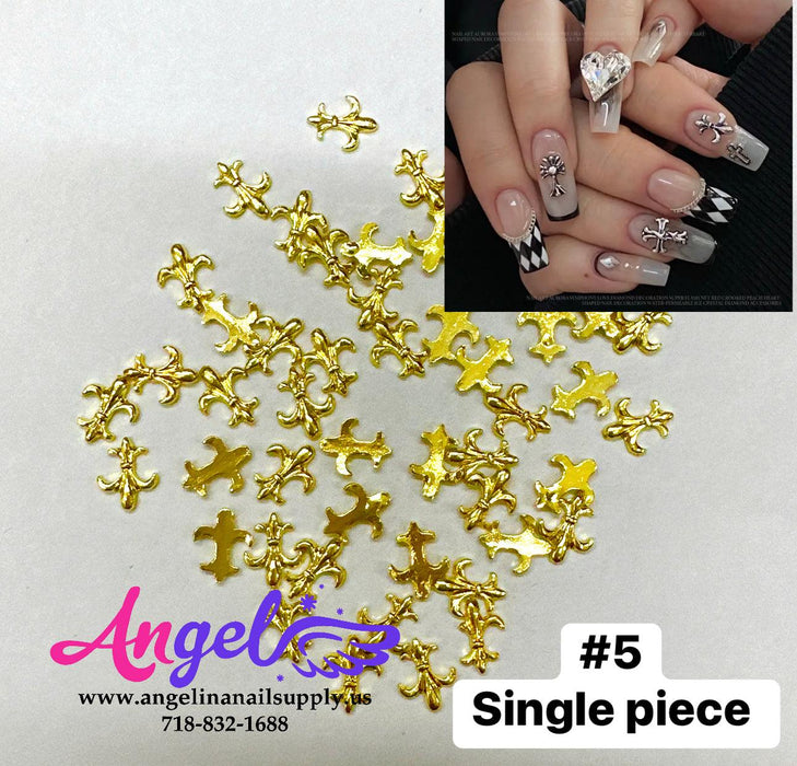 Cross Ancient Gold & Silver Nail Charm - Angelina Nail Supply NYC