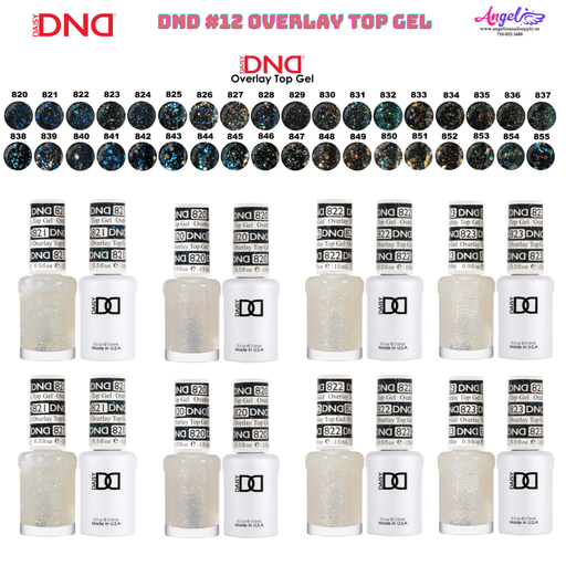 DND12 Overlay Top Gel Collection 12 (Full Set 36 Colors 820 - 855) - Angelina Nail Supply NYC