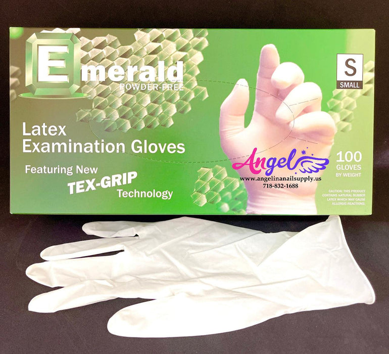 Emerald Latex Glove - Powder Free(Small - Case/10 boxes) - Angelina Nail Supply NYC