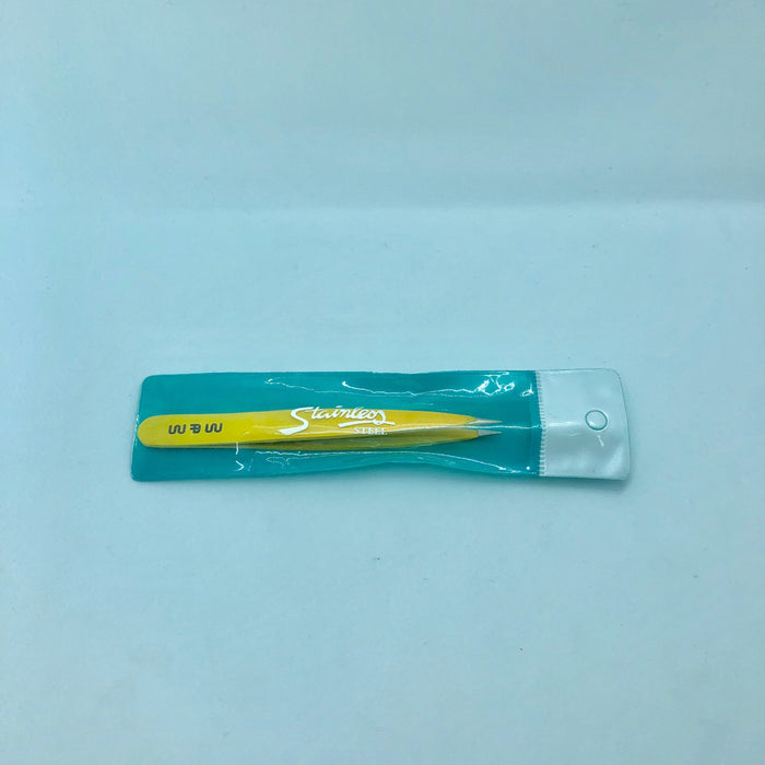 Stainless Tweezer - Pointy Regular Yellow - Angelina Nail Supply NYC