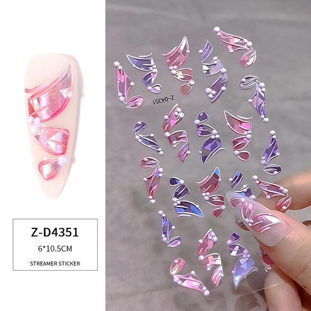 Sticker Unique Japanese Pearl Ribbon - Angelina Nail Supply NYC