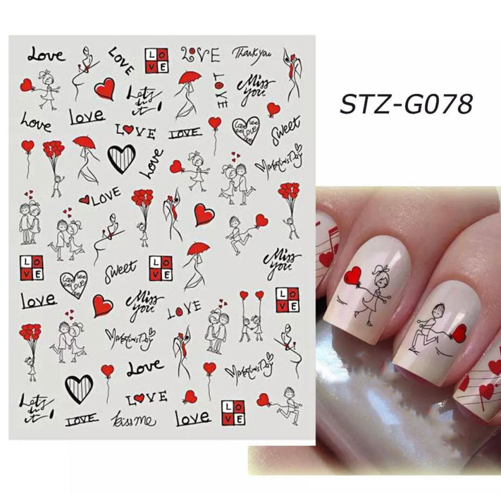 Sticker Valentine & Heart - Angelina Nail Supply NYC