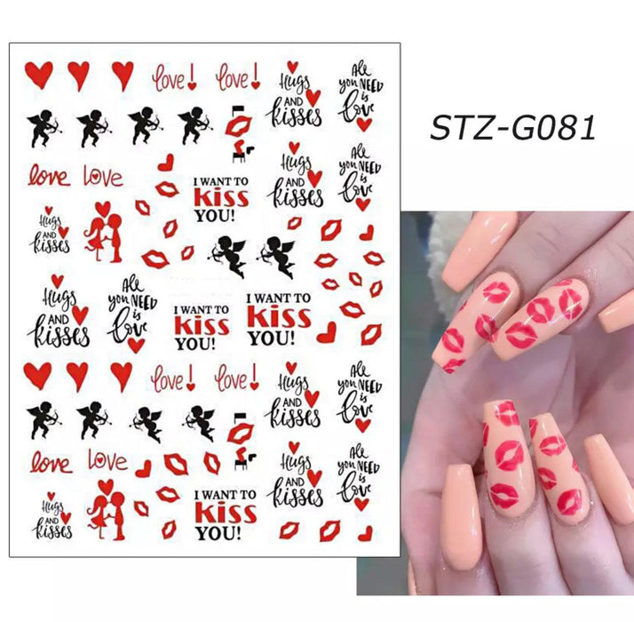 Sticker Valentine & Heart - Angelina Nail Supply NYC